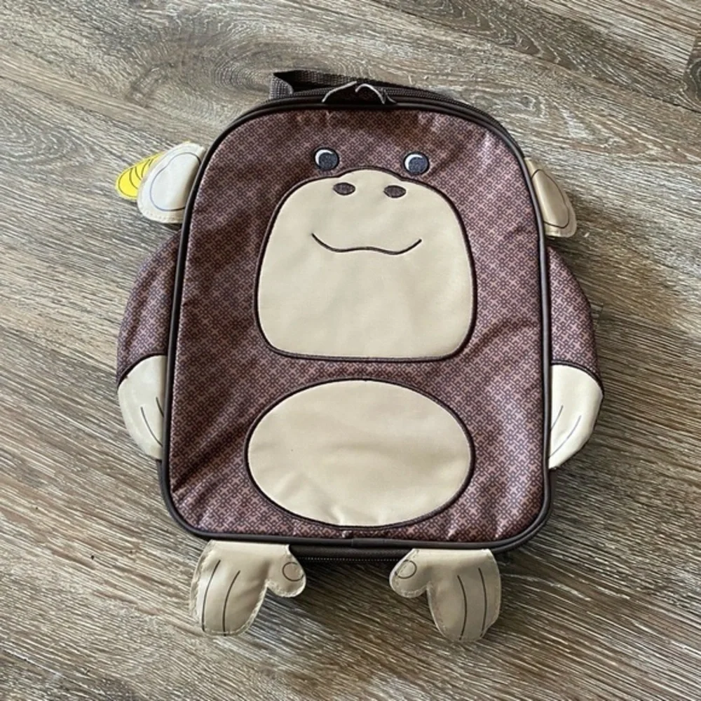 Thirty One Lunch Pail Bag Kids School Zips‎ Brown Animal Print